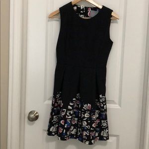 Navy dress with printed details